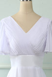 V Col Rose Robe de demoiselle d’honneur avec volants