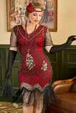 Noir Golden Sequins Gatsby Fringed Plus Taille 1920s Robe
