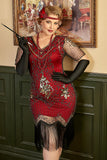 Plus Taille 1920s Gatsby Sequin Fringed Paisley Flapper Robe