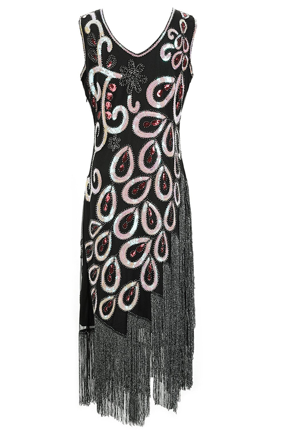 Asymétrique col en V Robe Flapper des années 20