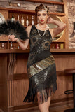 Robe Black Fringe Seuqins Gatsby des années 20