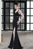 Robe formelle de bal longue sirène noire
