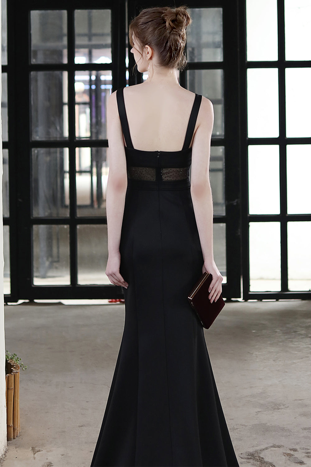 Robe formelle de bal longue sirène noire