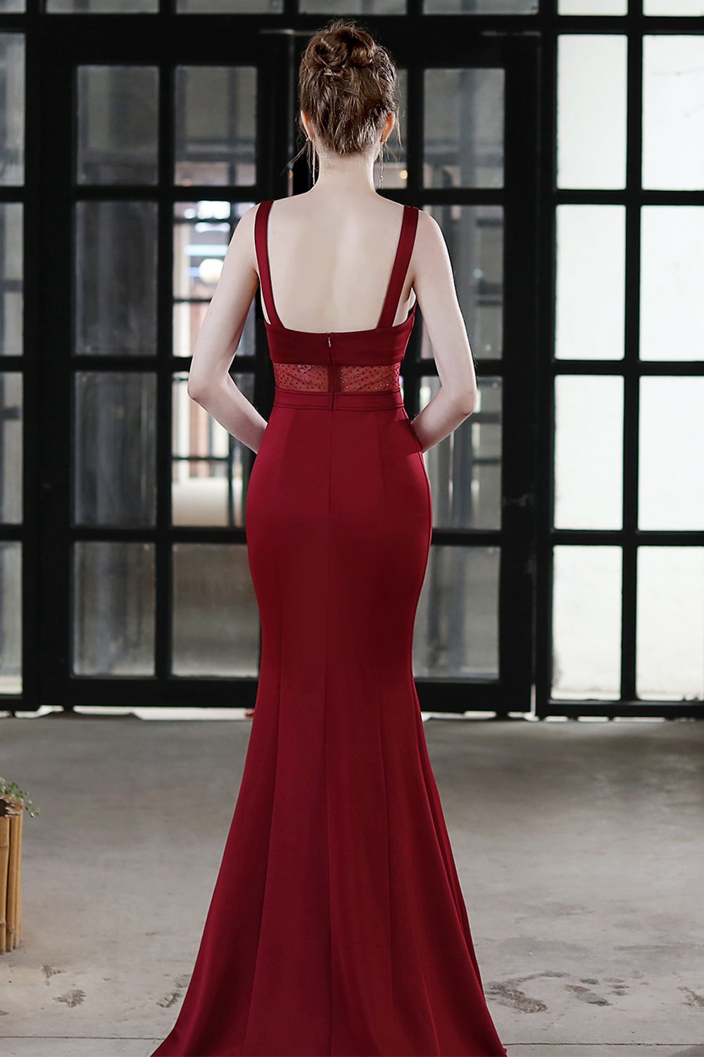 Robe formelle de bal longue sirène noire