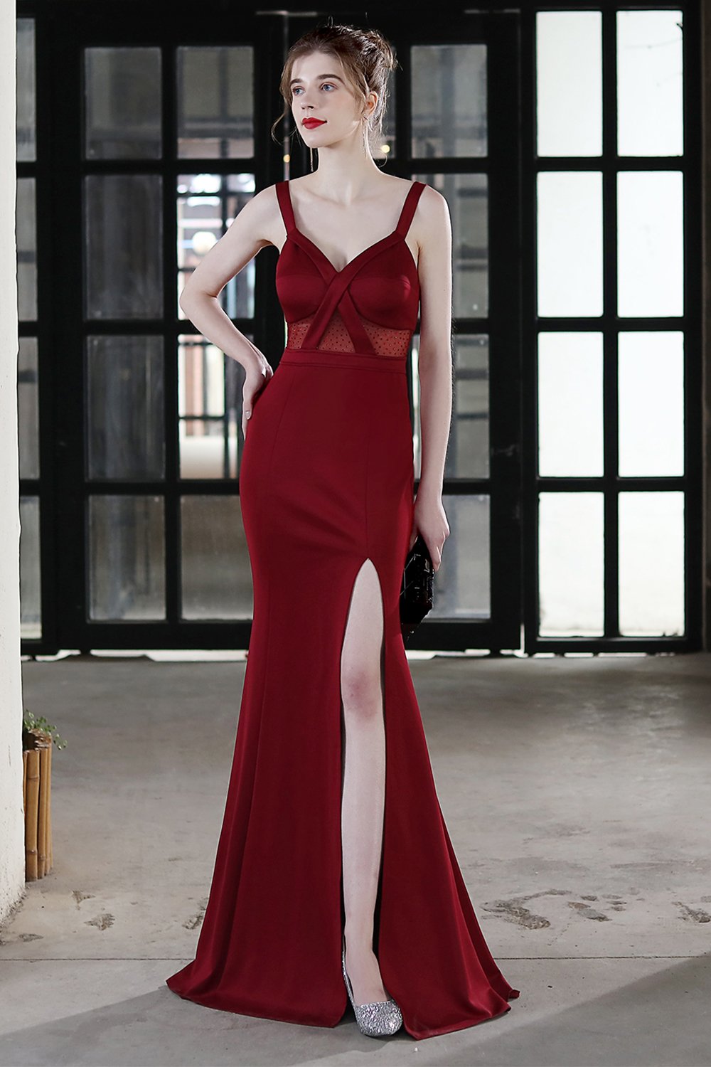 Robe formelle de bal longue sirène noire
