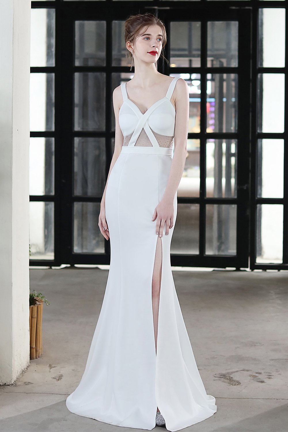 Robe formelle de bal longue sirène noire