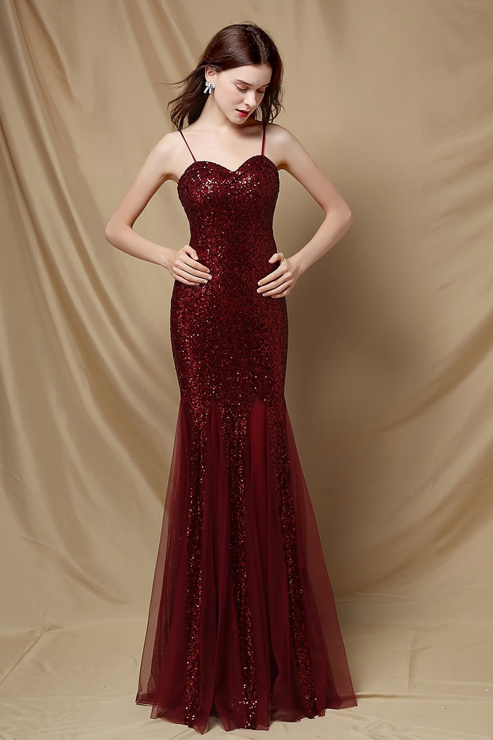 Bourgogne Sirène Paillettes Robe de fête