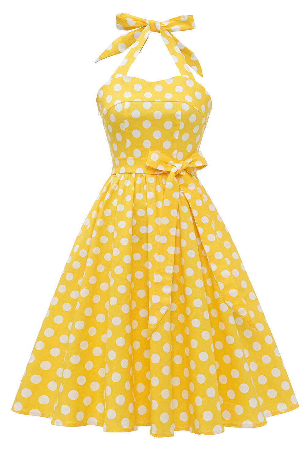 Robe Halter Blue Polka Dots années 50