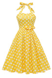 Robe Halter Blue Polka Dots années 50