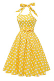 Robe Halter Blue Polka Dots années 50