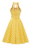 Robe Halter Blue Polka Dots années 50
