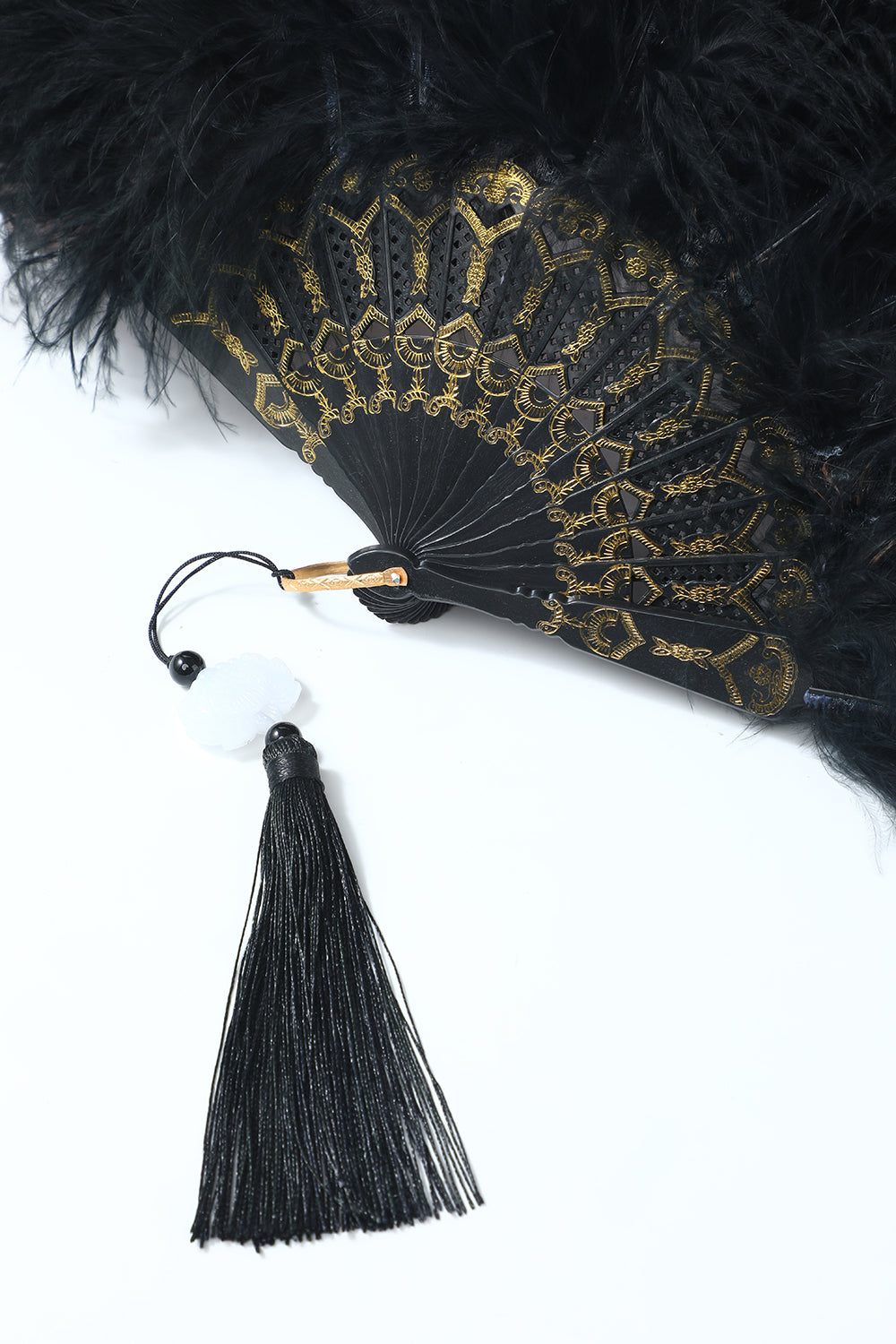 Éventail de dentelle de plumes des années 20