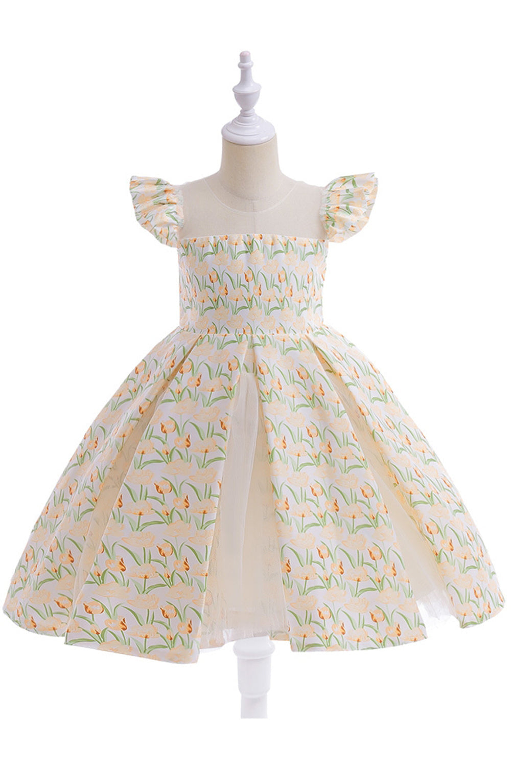 Robe de fille de fleur imprimée fleur rose