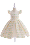 Robe de fille de fleur imprimée fleur rose