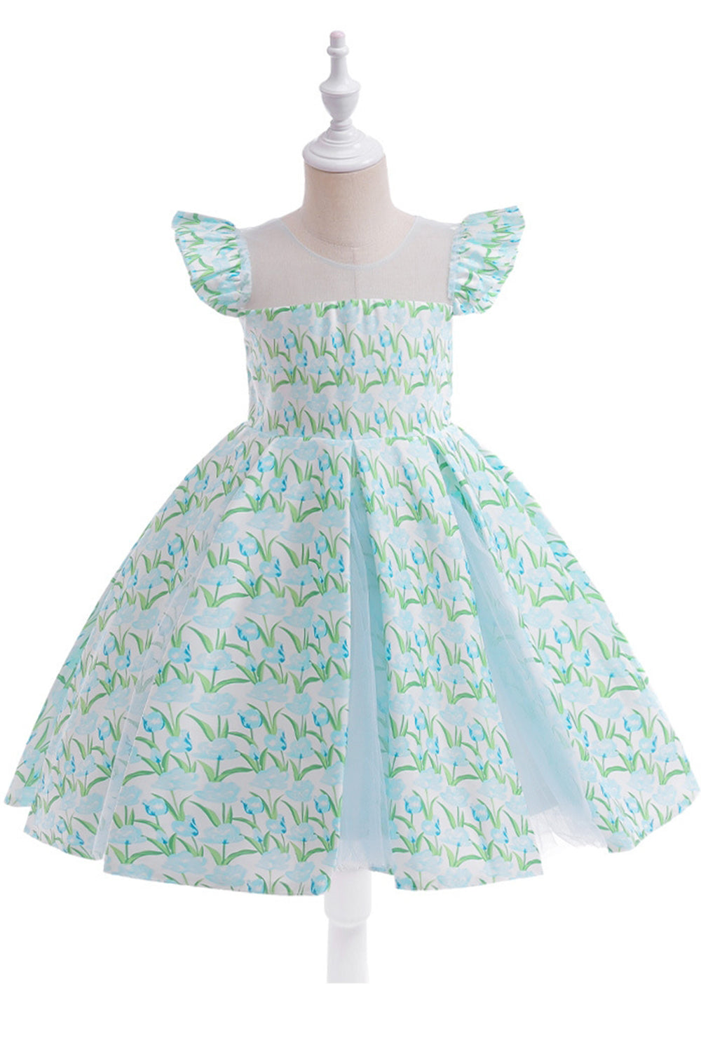Robe de fille de fleur imprimée fleur rose