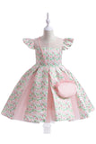 Robe de fille de fleur imprimée fleur rose