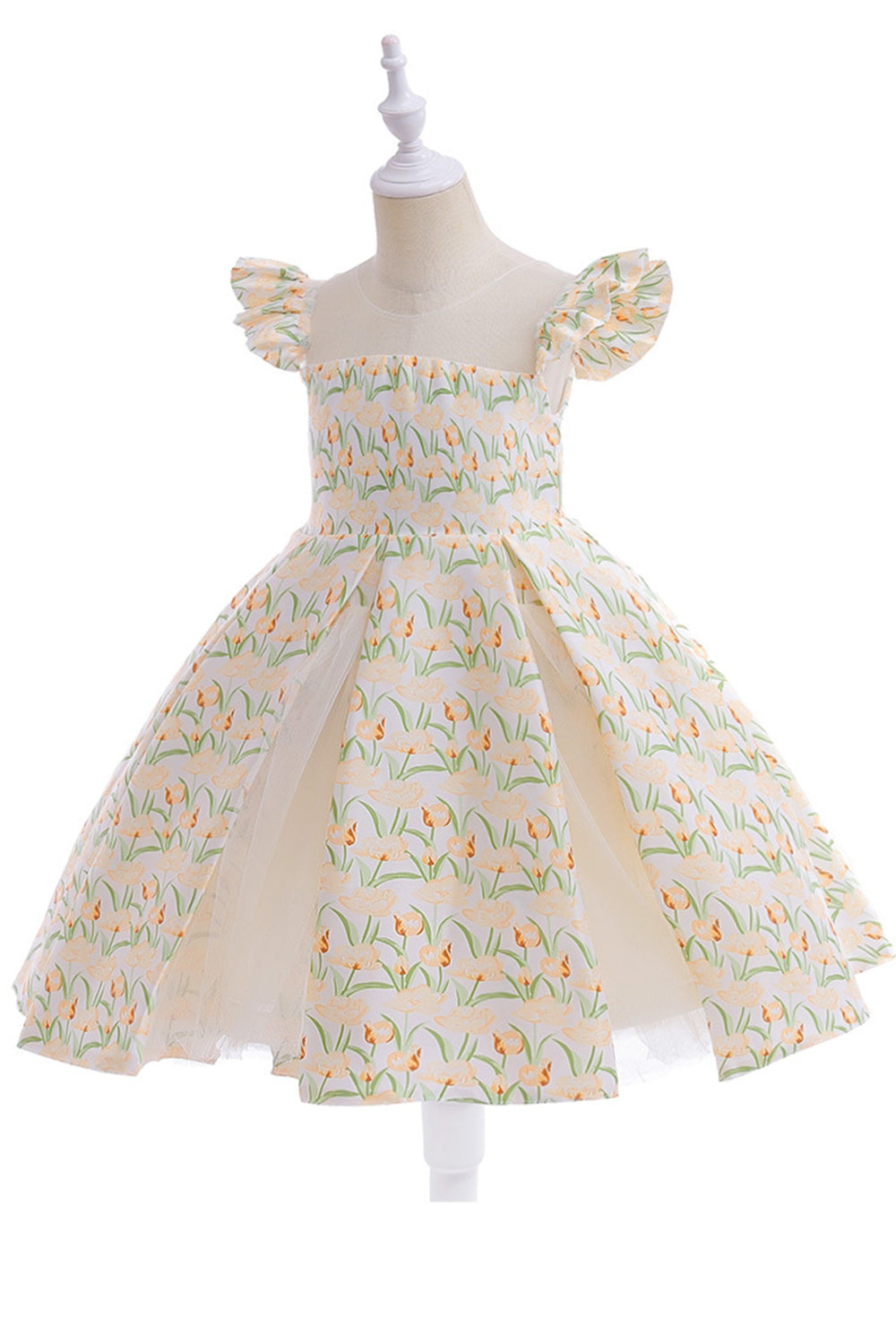 Robe de fille de fleur imprimée fleur rose