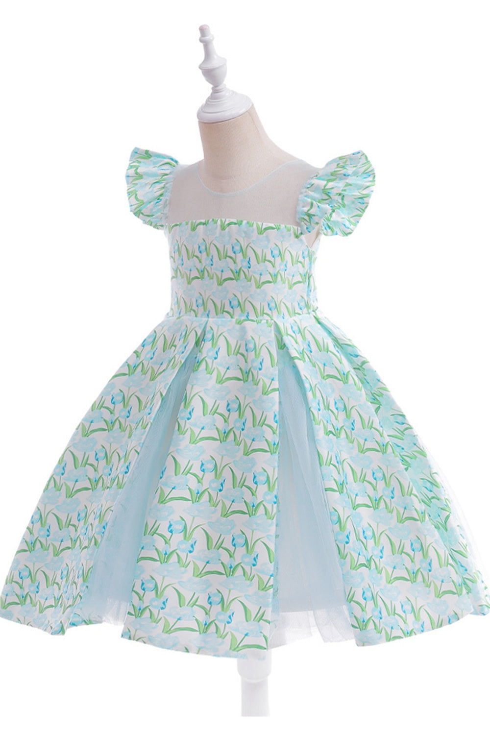 Robe de fille de fleur imprimée fleur rose