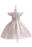 Robe de fille de fleur imprimée fleur rose