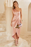 Une épaule Dusty Rose Robe de demoiselle d’honneur