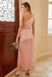 Une épaule Dusty Rose Robe de demoiselle d’honneur