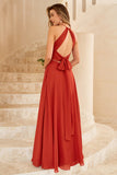 Robe de demoiselle d’honneur brun rouille à dos ouvert