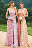 Imprimé Floral Orange Robe de Demoiselle d’Honneur