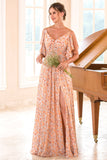Imprimé Floral Orange Robe de Demoiselle d’Honneur