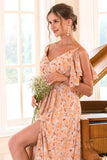 Imprimé Floral Orange Robe de Demoiselle d’Honneur
