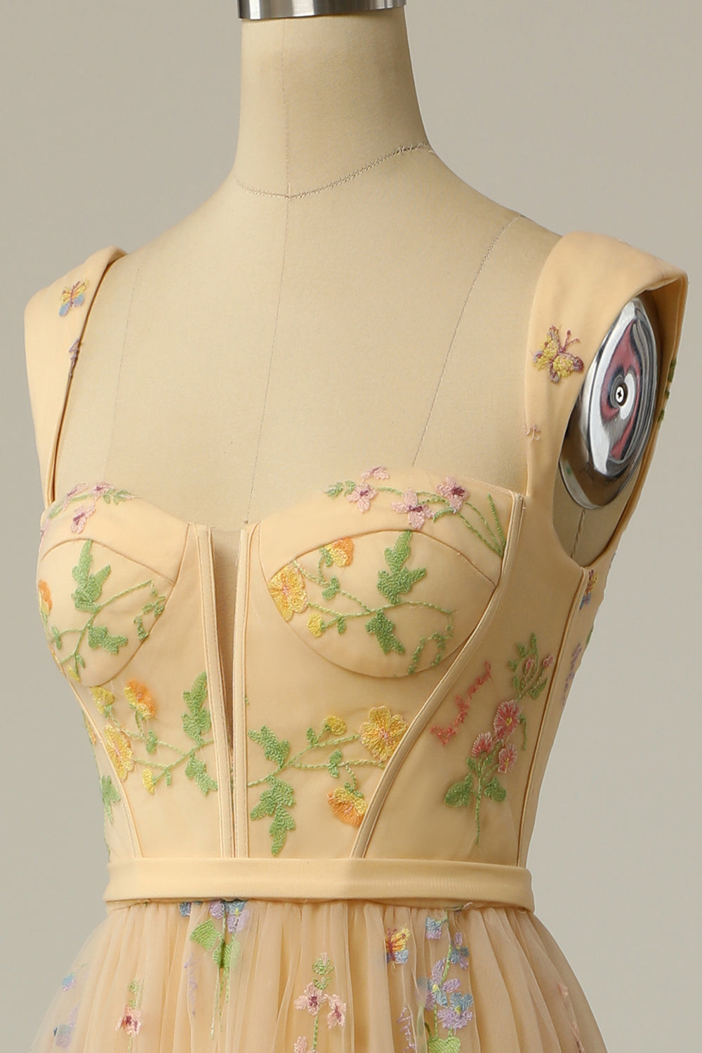 Une ligne Robe de soirée longue champagne chérie avec broderie