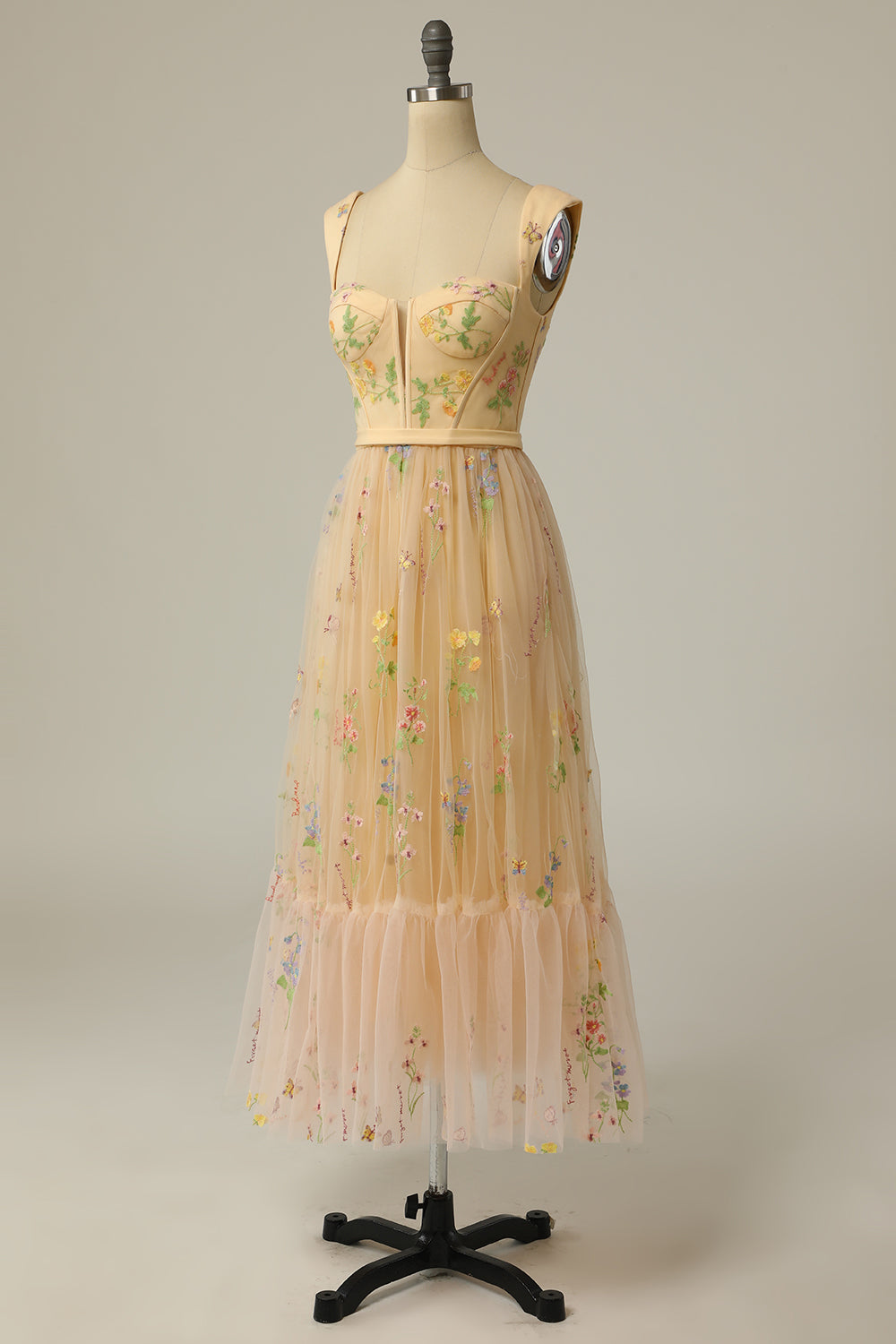 Une ligne Robe de soirée longue champagne chérie avec broderie