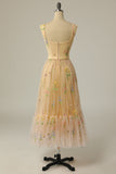 Une ligne Robe de soirée longue champagne chérie avec broderie