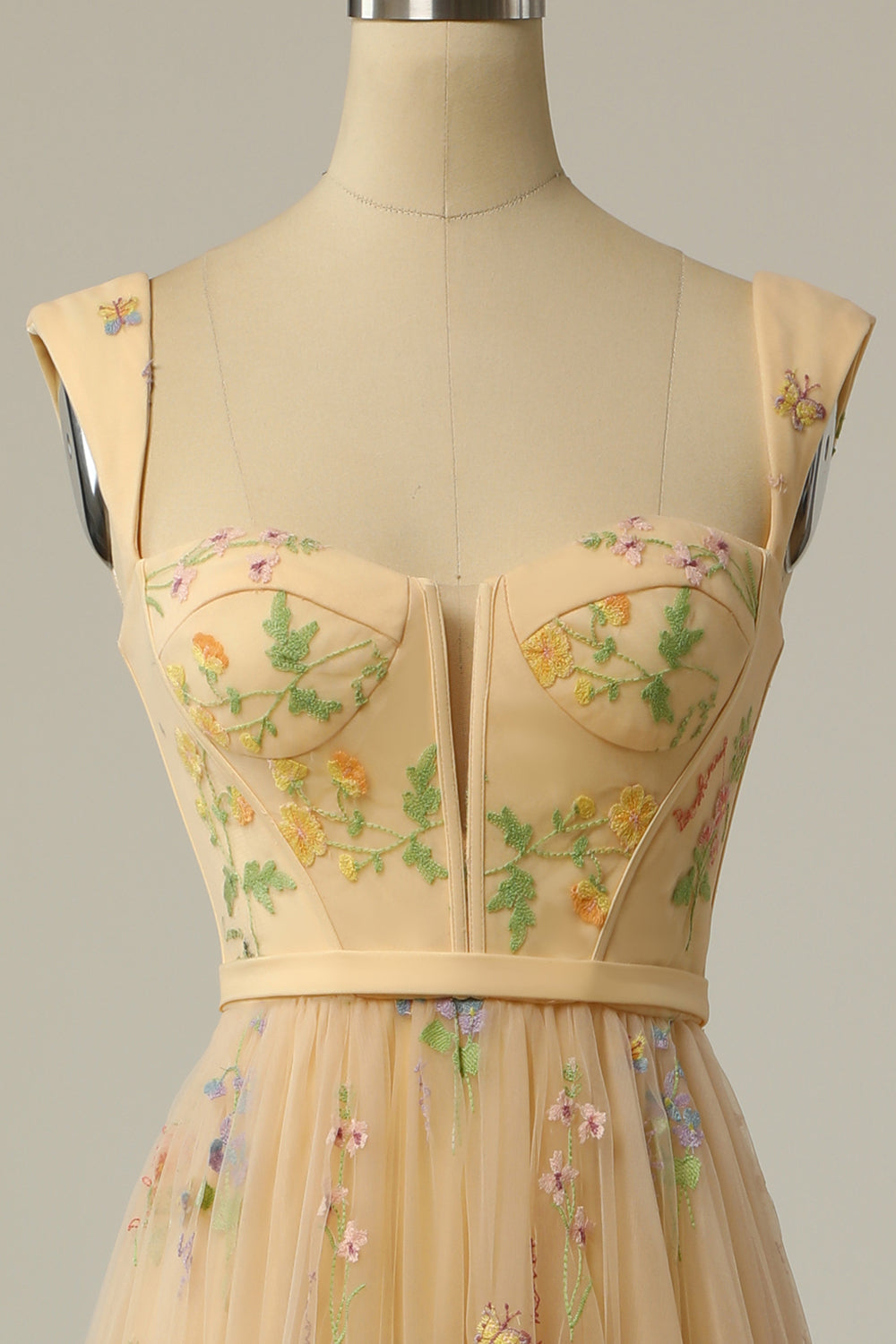 Une ligne Robe de soirée longue champagne chérie avec broderie