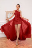 Robe de bal de train de train rose chaud