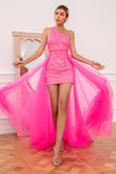 Robe de bal de train de train rose chaud