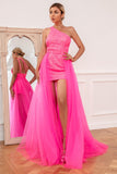 Robe de bal de train de train rose chaud
