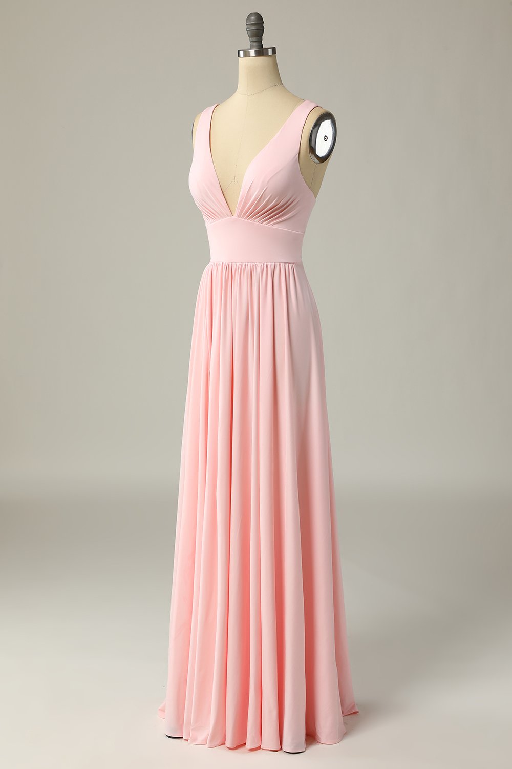 Classic A Line V Neck Yellow Long Prom Robe de bal avec front fendu