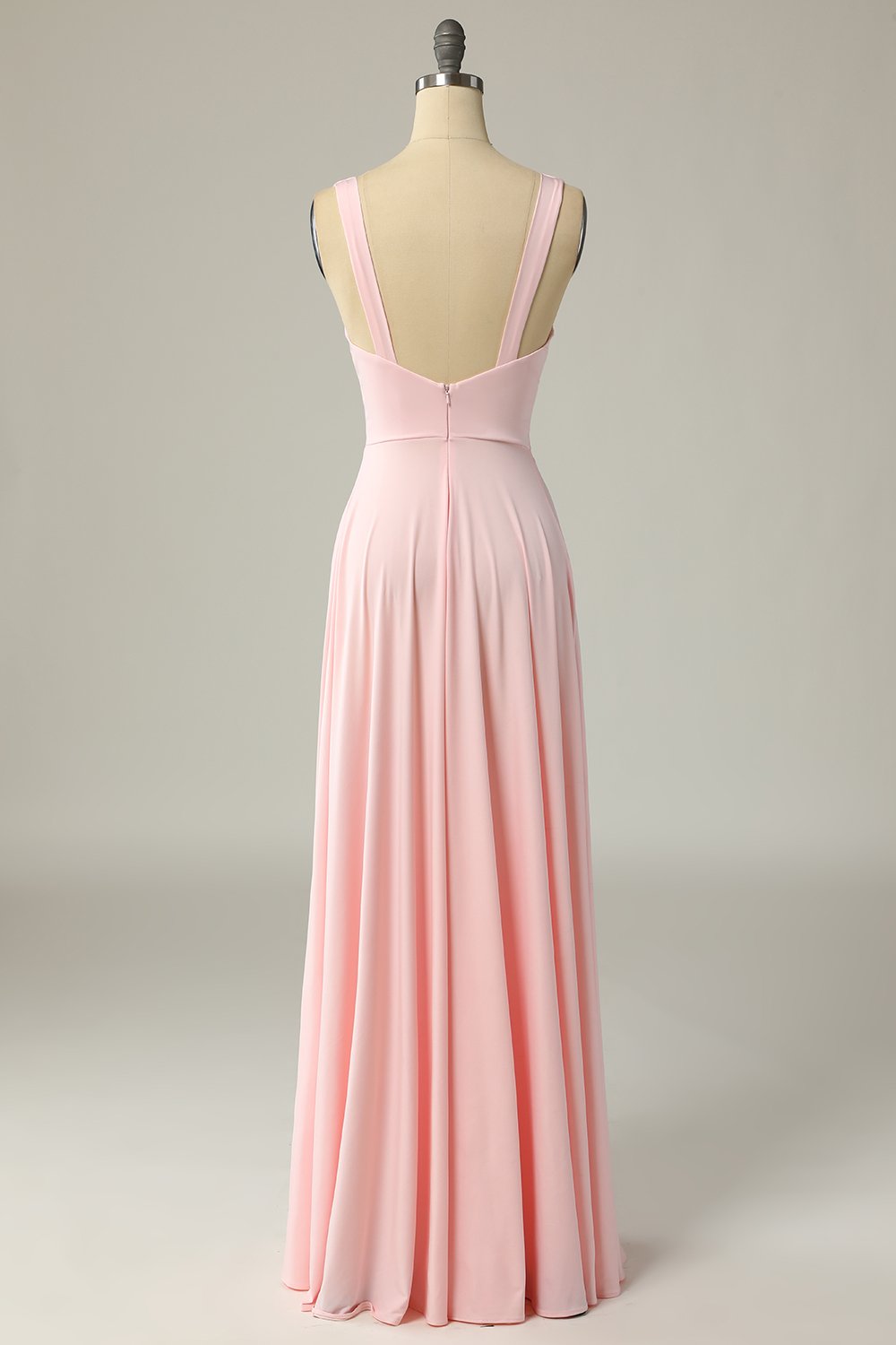 Classic A Line V Neck Yellow Long Prom Robe de bal avec front fendu