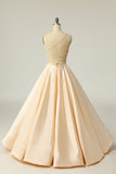 Robe de bal en satin sans dos bleu royal