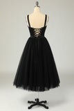 Robe de cocktail en tulle bleu ciel