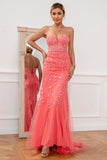 Robe de bal en tulle de corail
