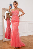 Robe de bal en tulle de corail