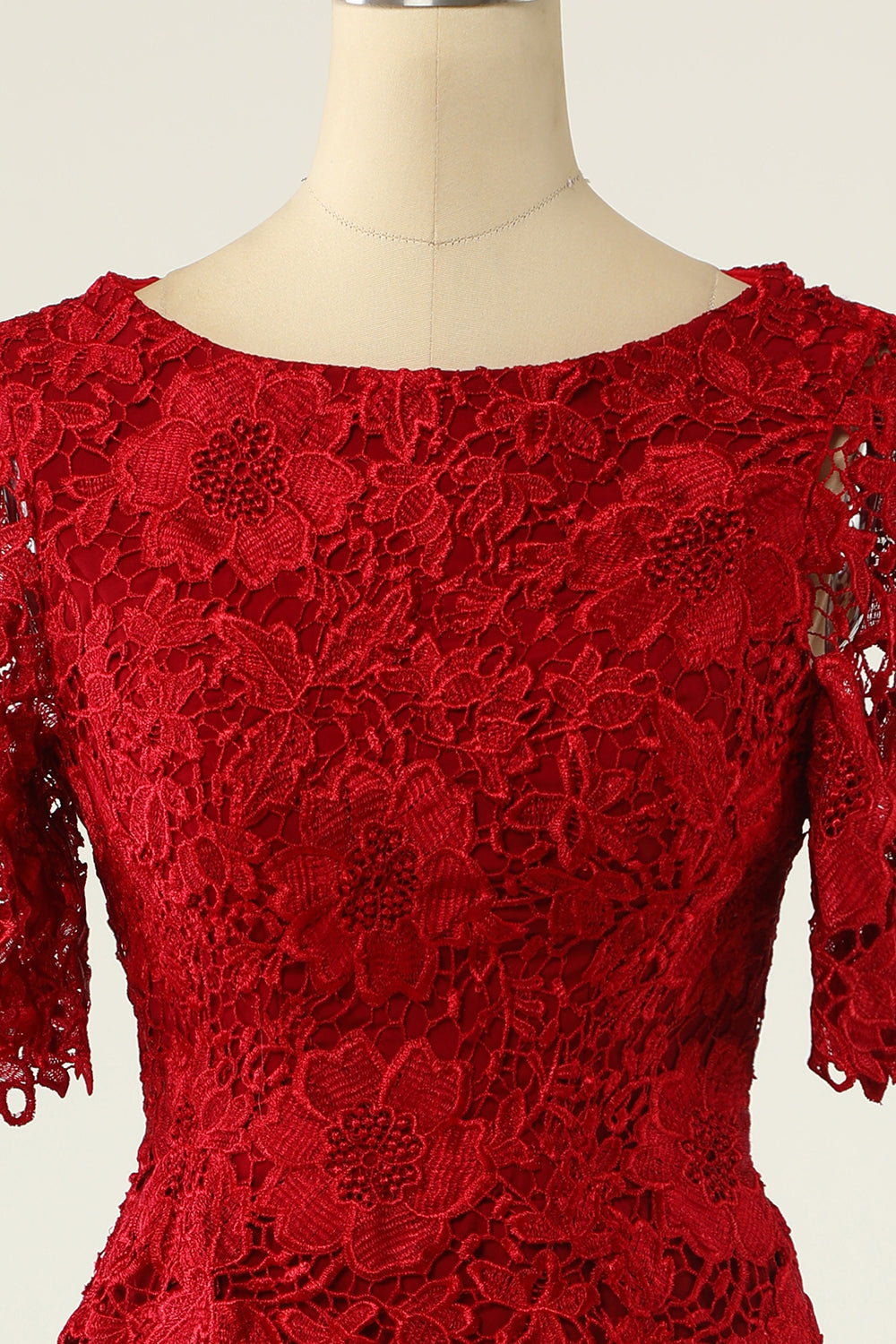 Robe de mère de la mariée deux pièces rouge foncé avec dentelle