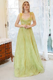 Une ligne Spaghetti Straps Light Green Tulle Plus Taille Robe de bal
