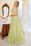 Une ligne Spaghetti Straps Light Green Tulle Plus Taille Robe de bal