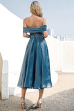 Princesse Une Ligne De l’Épaule Gris Bleu Robe de Bal De Fin d’Année