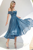 Princesse Une Ligne De l’Épaule Gris Bleu Robe de Bal De Fin d’Année