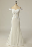 Mermaid Off the Shoulder Robe de mariée blanche avec appliques