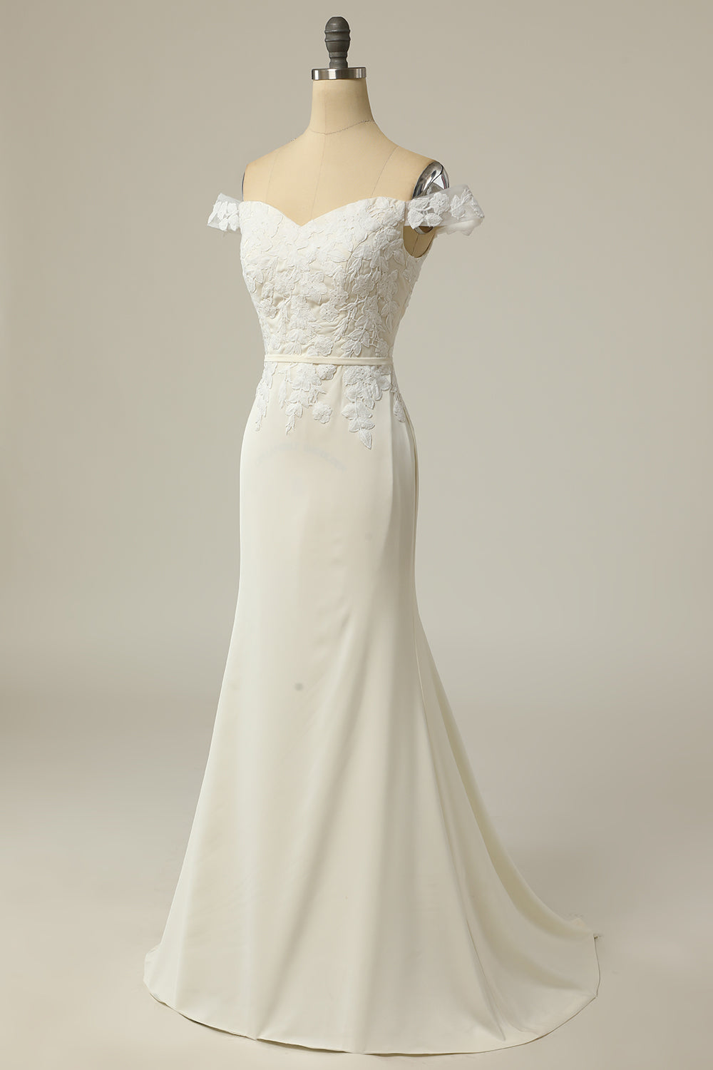 Mermaid Off the Shoulder Robe de mariée blanche avec appliques