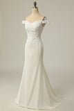 Mermaid Off the Shoulder Robe de mariée blanche avec appliques